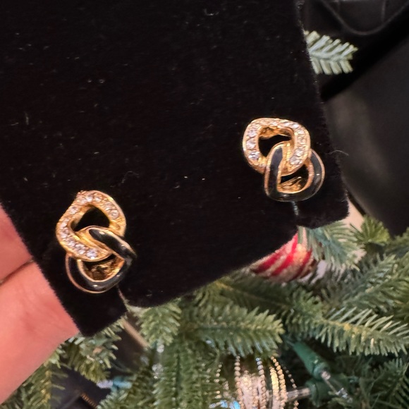 Christian Dior 18K Gold Plated enamel crystals vintage clip on earrings - Picture 8 of 16